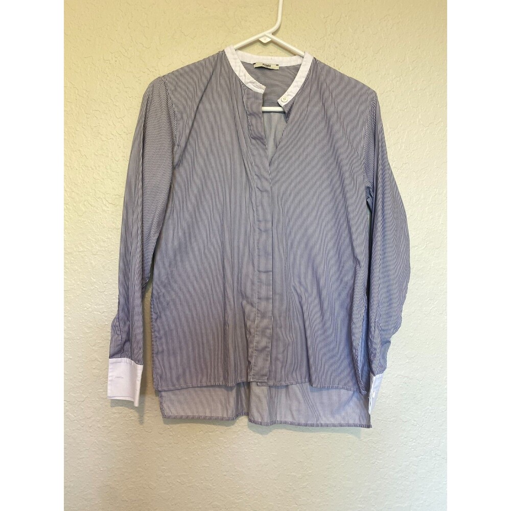 FENDI Roma Button-Up Long Sleeve Blouse Top Striped Shirt - Size 36 IT XS